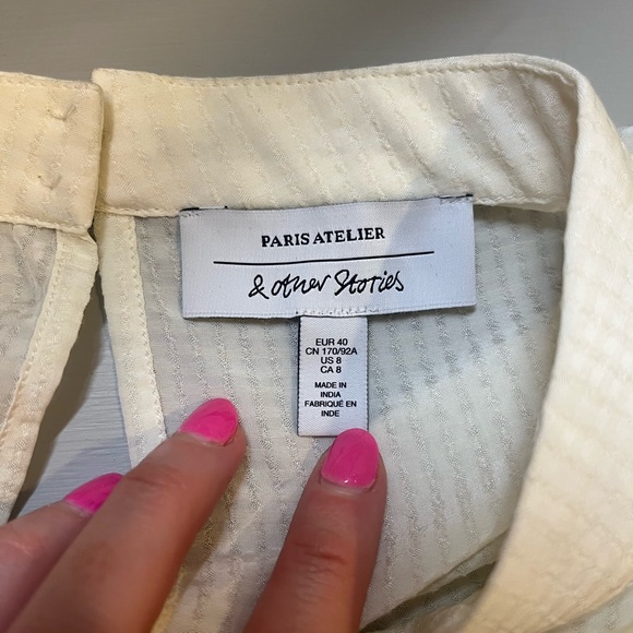 & Other Stories Cream Puff Sleeve Blouse- size 8 - Picture 7 of 10